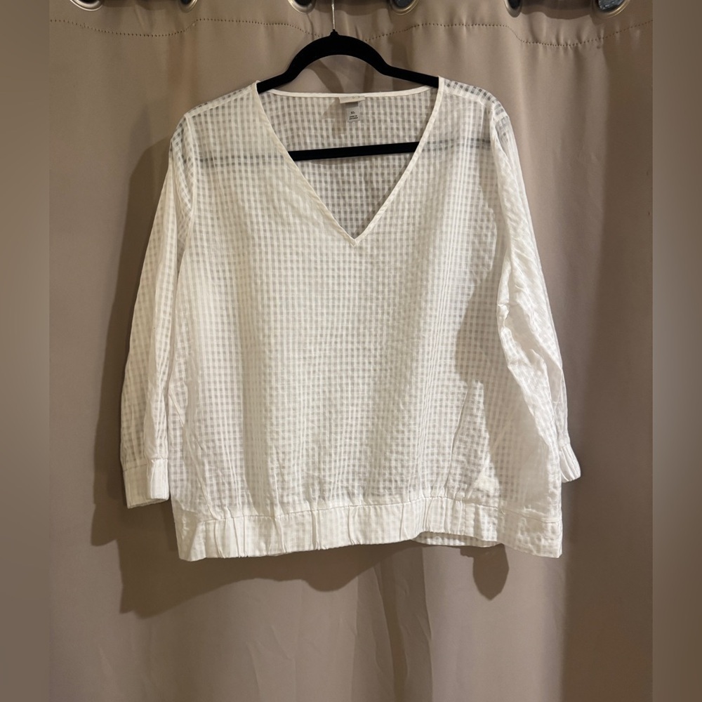 A New Day White V-Neck Women's Top